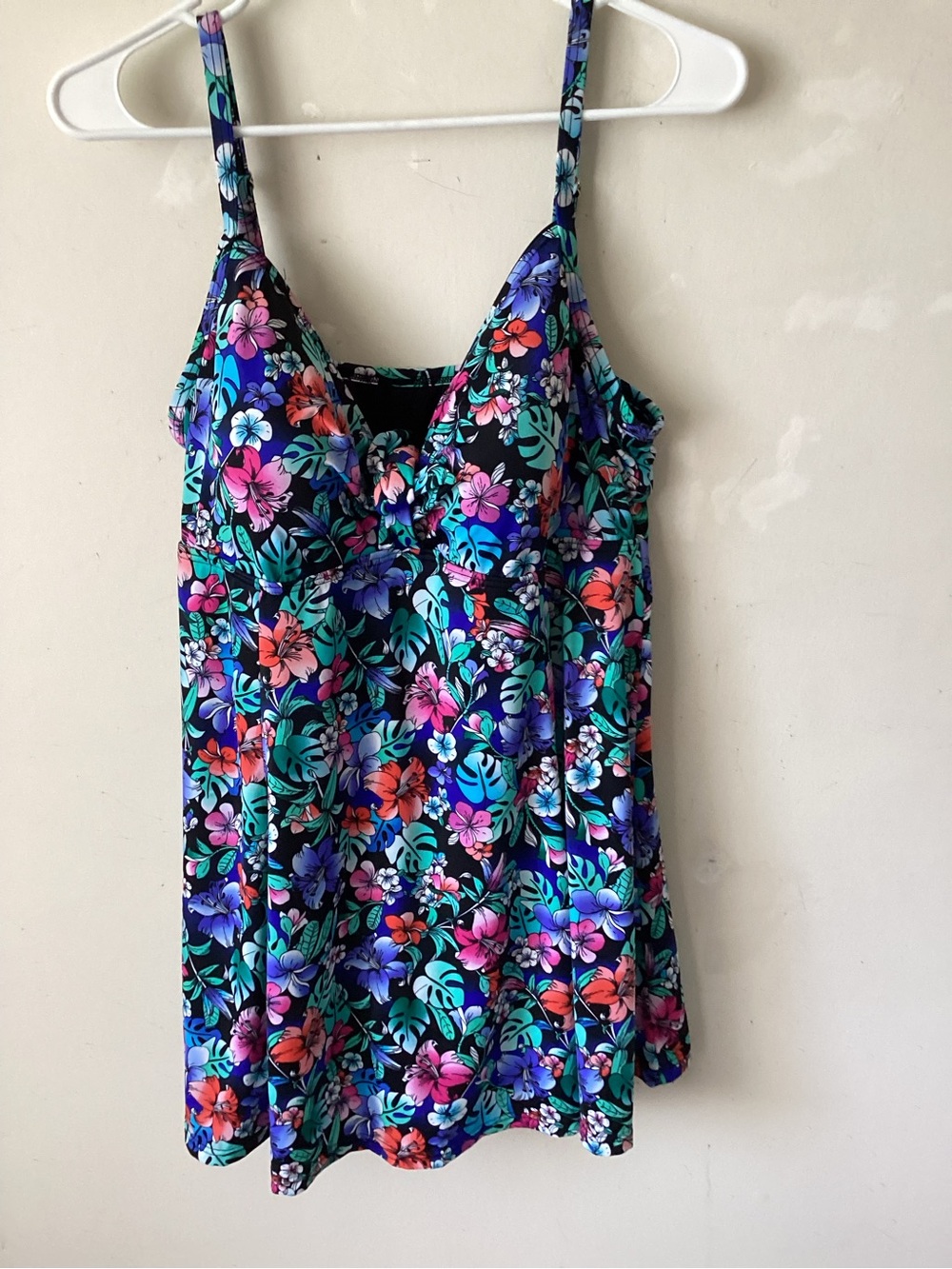 Tropical Floral One-Piece Swimsuit - Black Multi